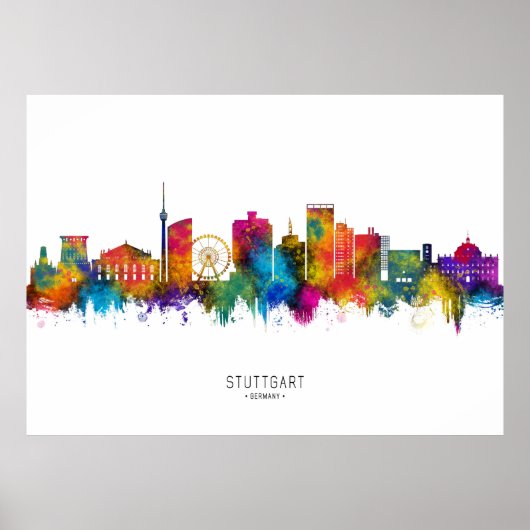 Stuttgart Duitsland Skyline Poster (Voorkant)
