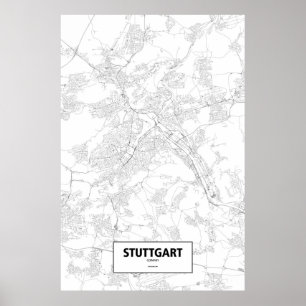 Stuttgart, Duitsland (zwart op wit) Poster