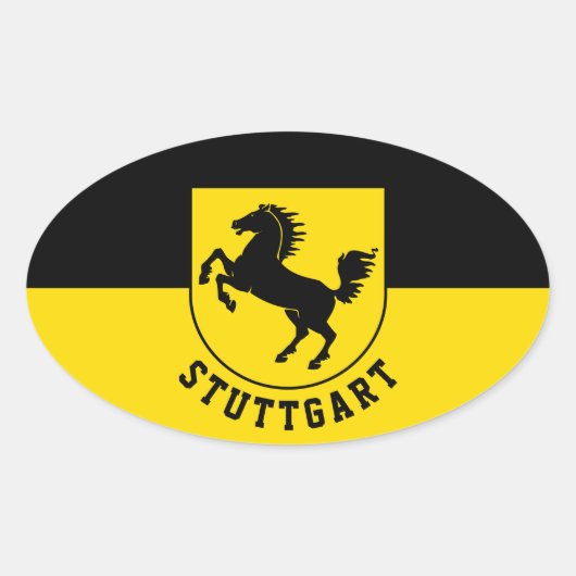 Stuttgart Flag (Duitsland) Ovale Sticker (Voorkant)