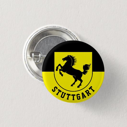 Stuttgart Flag (Duitsland) Ronde Button 3,2 Cm (Voorkant /achterkant)