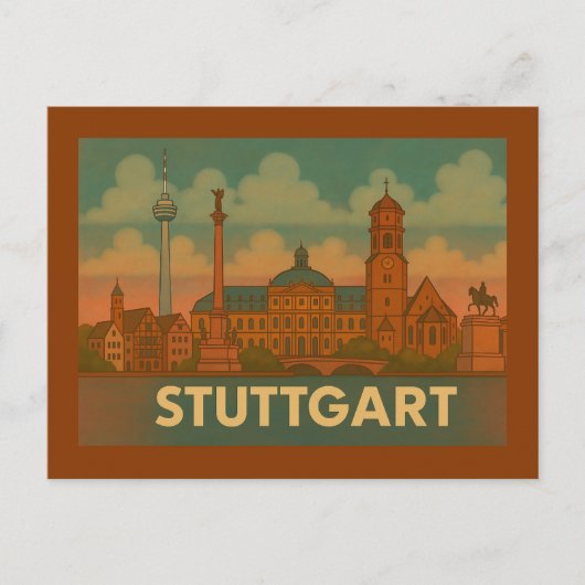 Stuttgart Germany City Art Briefkaart (Voorkant)