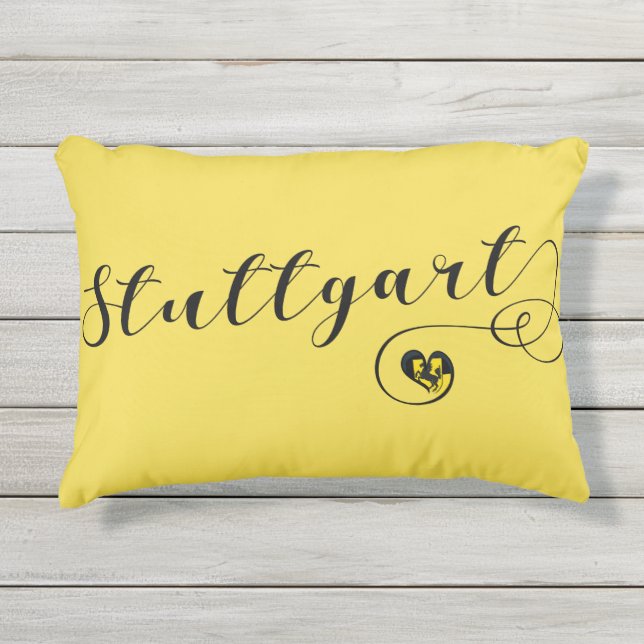 Stuttgart Heart Accent Pillow, Duitsland Buitenkussen (Voorkant)