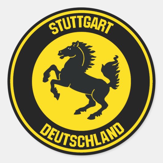 Stuttgart Round Emblem Ronde Sticker (Voorkant)