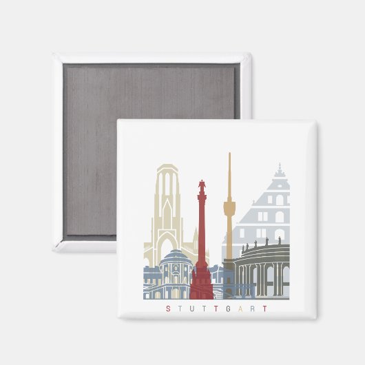Stuttgart skyline poster magneet (Voorkant / Achterkant)