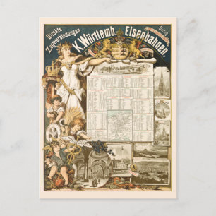 Stuttgart  Spoorwegreisposter 1894 Briefkaart