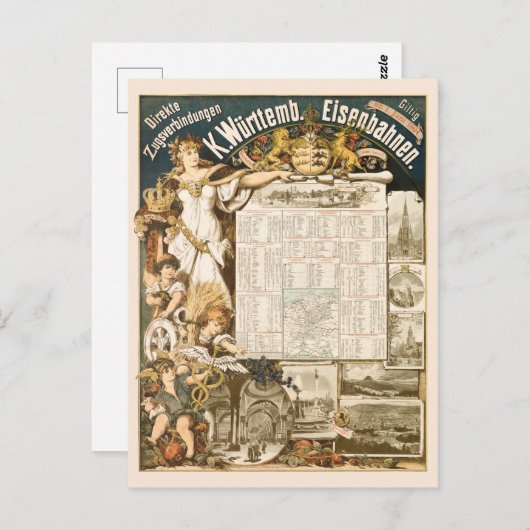 Stuttgart  Spoorwegreisposter 1894 Briefkaart (Voorkant / Achterkant)