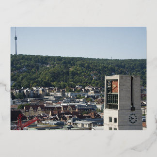 Stuttgart Stadtansicht vom Turm der Stiftskirche Folie Feestdagen Briefkaart