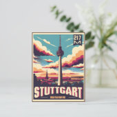 Stuttgart TV Tower Fernsehturm Duits cadeau Briefkaart (Staand voorkant)