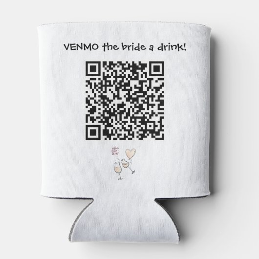 Stuur de bruid een drankje met aangepaste QR-code  Blikjeskoeler (Achterkant)