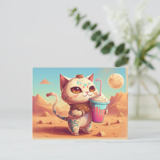 Stuur een Briefkaart met Boba Tea Cat naar iederee