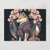 Stuur een glimlach met Shiba Dog Samurai Briefkaar Briefkaart (Voorkant)