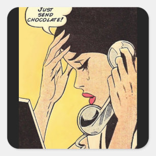 Stuur gewoon Chocolate comic art Vierkante Sticker