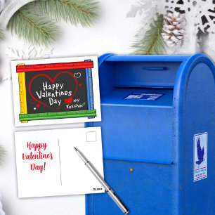 Stuur het bericht Happy Valentine's Day Teacher Briefkaart