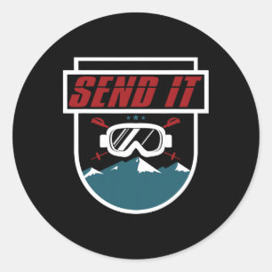 Stuur het naar Shirt Mannen Vrouwen Kinder Ski Gog Ronde Sticker