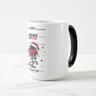 Stuur Hulp en Wijn Grappige Kerst Lijn Kunst T-Shi Magische Mok