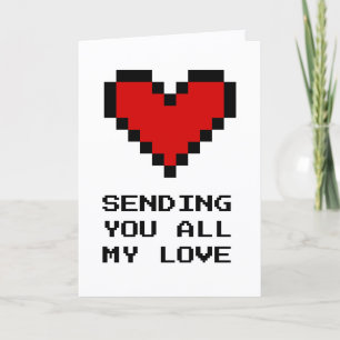 Stuur je al mijn liefde pixel rood hart feestdagen kaart