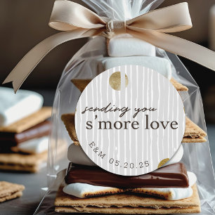 Stuur je Meer Liefde Trouw Smores Favor Ronde Sticker