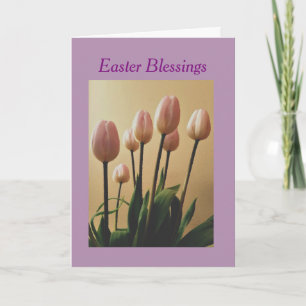 Stuur paaszegeningen met tulpen feestdagen kaart