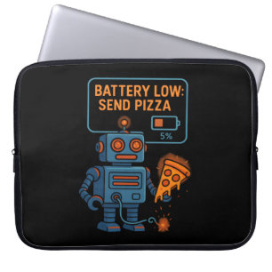 Stuur Pizza Robot Batterij 5% Gamen Eten Grappig Laptop Sleeve