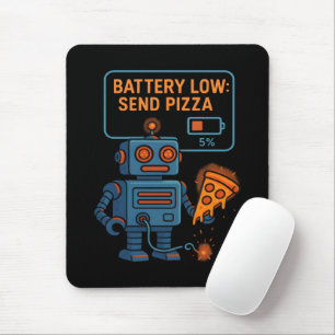 Stuur Pizza Robot Batterij 5% Gamen Foodie Grappig Muismat