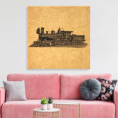 stuurmotor locomotieven en kaartstijl canvas afdruk (Insitu (Woonkamer))