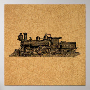 stuurmotor locomotieven en kaartstijl poster