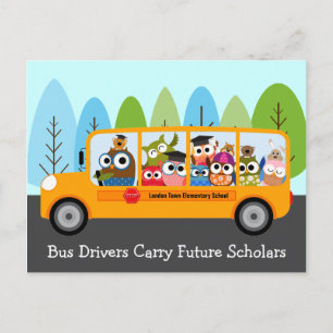 Stuurprogramma Cute Owl School Bus Hartelijk dank Briefkaart