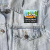 Stuurprogramma Cute Owl School Bus Vierkante Button 5,1 Cm (In situ)