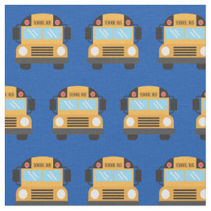 Stuurprogramma Cute School Bus Royal Blue Pattern Stof