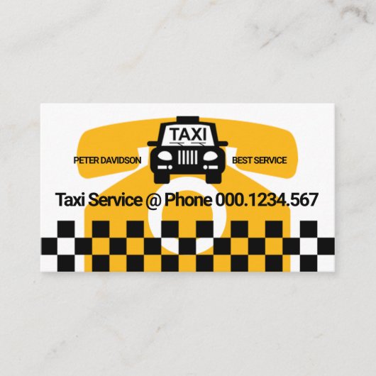 Stuurprogramma grote Gele Taxi Motif Checkbox Visitekaartje (Voorkant)