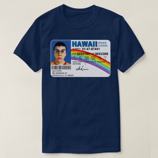 Stuurprogramma Mclovin Superbad ID-stuurprogramma  T-shirt (Design voorkant)