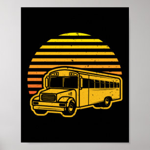 Stuurprogramma van de Vintage Sunset School Bus Poster