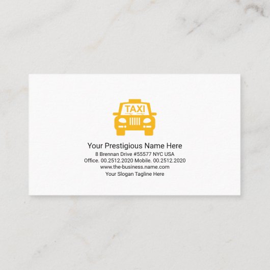Stuurprogramma voor het landschap Taxi in Bright Y Visitekaartje (Achterkant)