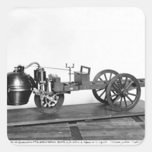 Stuwauto uitgevonden vierkante sticker