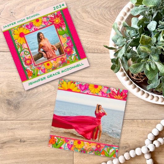 Styish Floral Graduation Custom Photo Faire-part