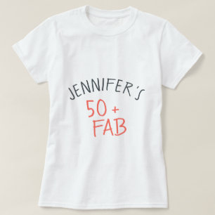 Stykish gepersonaliseerde 50 Fabulous Coral Verjaa T-shirt