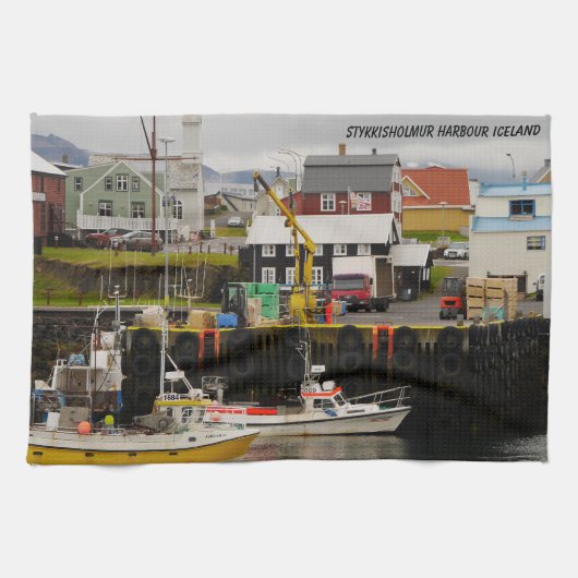 Stykkisholmur Harbour IJsland Tea Towel Theedoek (Horizontaal)