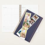Style 8 Bande Photo Blue Rust Personnalisé<br><div class="desc">Planificateur personnalisé que vous pouvez customiser avec 8 de vos photos préférées, votre nom et n'importe quelle année. Le modèle photo est configuré pour que vous puissiez ajouter vos photos, qui sont affichées au format carré / instagram, en simple bande photo. Le design se compose d'une palette de couleurs chic...</div>