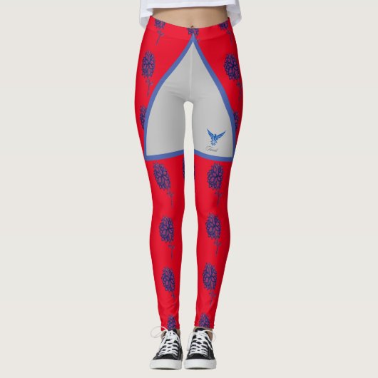 Style aigle rouge et bleu Design moderne Leggings (Devant)