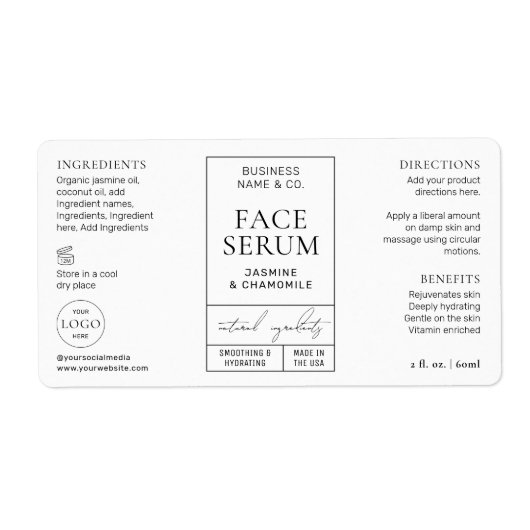 Style apothecaire Étiquette de bouteille cosmétiqu (Devant)