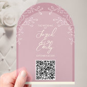 Style Arc Acrylique Mariage QR Code Invitation