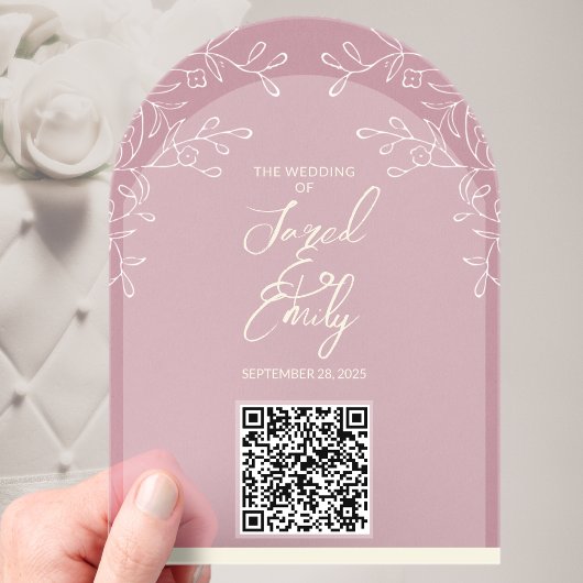 Style Arc Acrylique Mariage QR Code Invitation