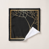 Style Art déco faux or arbres sur nom noir (Gant de toilette)