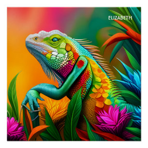Style Art Déco Imaginaire Cute Iguana