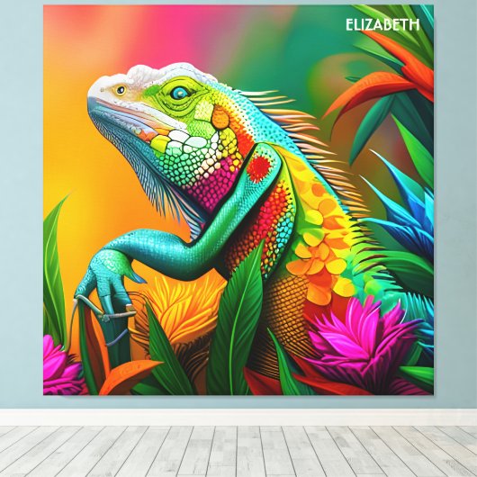Style Art Déco Imaginaire Cute Iguana (Insitu (Plancher de Bois))