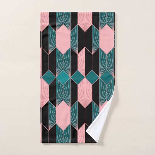 Style Art Déco moderne rose et Turquoise (Serviette à main)