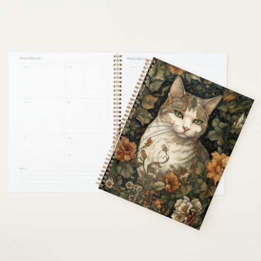 Style Art Nouveau Illustration de Chat avec Fleurs (Devant avec enveloppe)