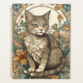 Style Art Nouveau Joli Chat avec Fleurs (Devant)