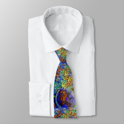 "style art peter max" fleurs et vase cravate (Attaché)