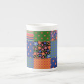 Style Art populaire Faux Patchwork Bone China Mug (Devant)